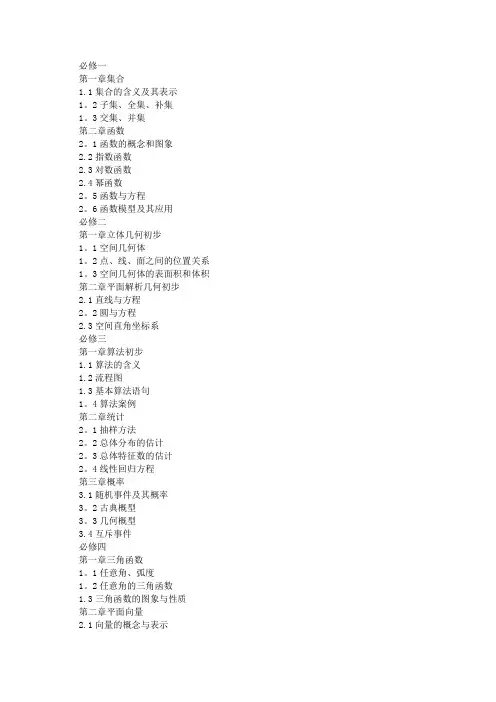 苏教版高中数学教材目录【精选文档】