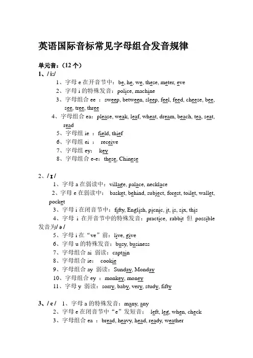 英语国际音标常见字母组合发音规律(通用)