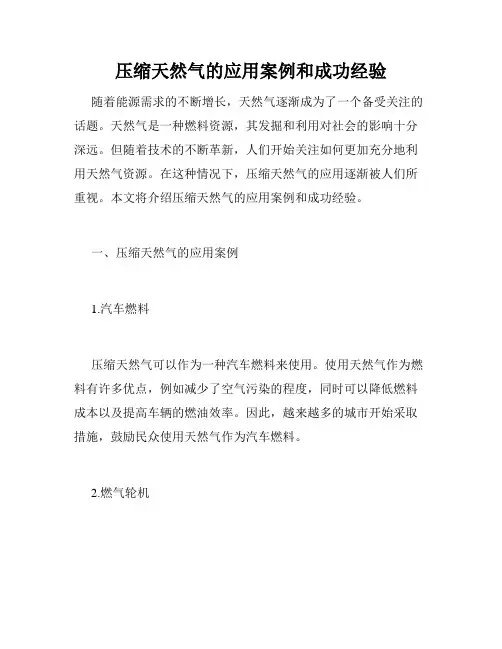 压缩天然气的应用案例和成功经验