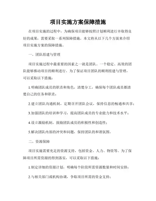 项目实施方案保障措施