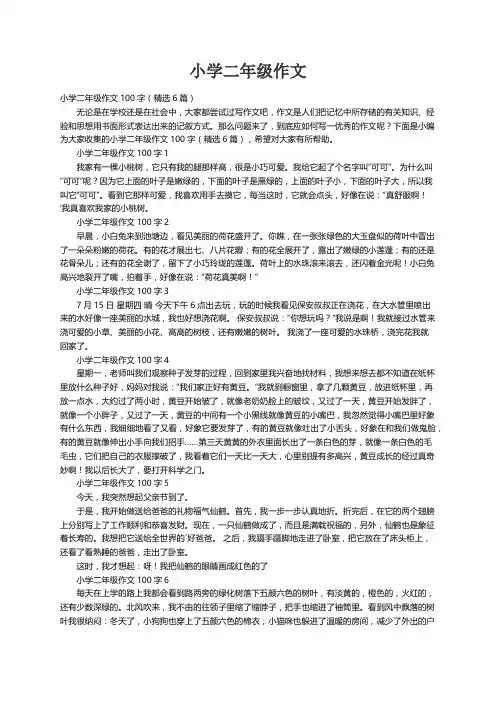 小学二年级作文100字（精选6篇）