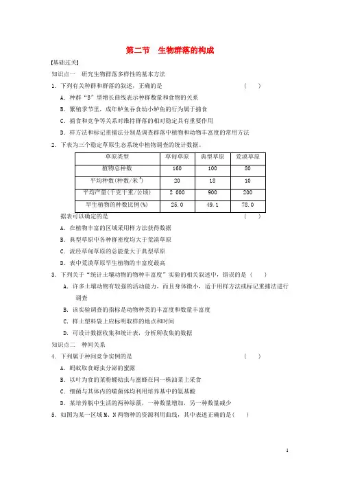 高中生物3.2生物群落的构成练习苏教版必修3