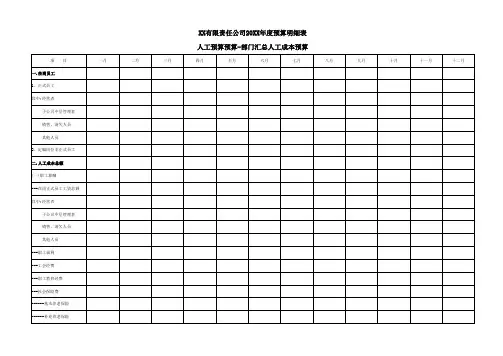 人工成本预算模板