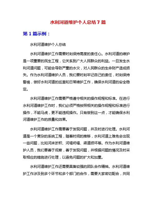 水利河道维护个人总结7篇