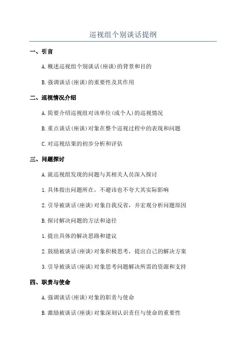 巡视组个别谈话提纲