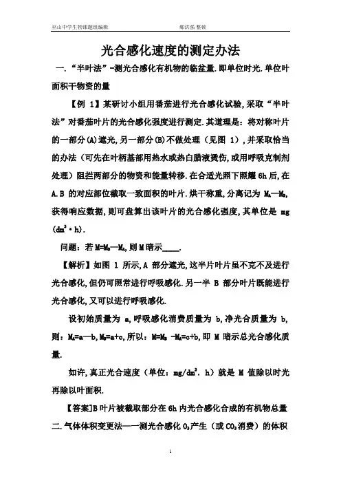 光合作用速率的测定方法