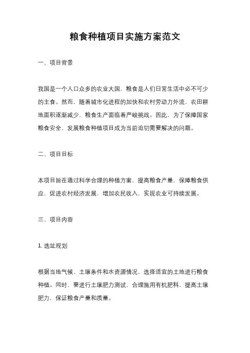 粮食种植项目实施方案范文