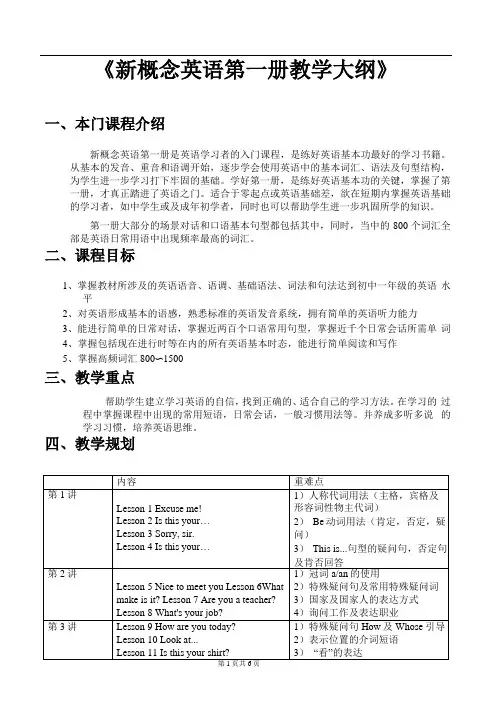 1新概念教学大纲