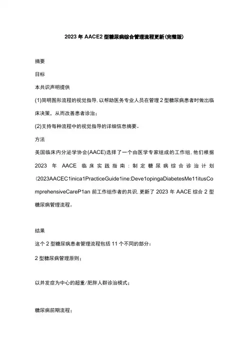 2023年AACE2型糖尿病综合管理流程更新完整版