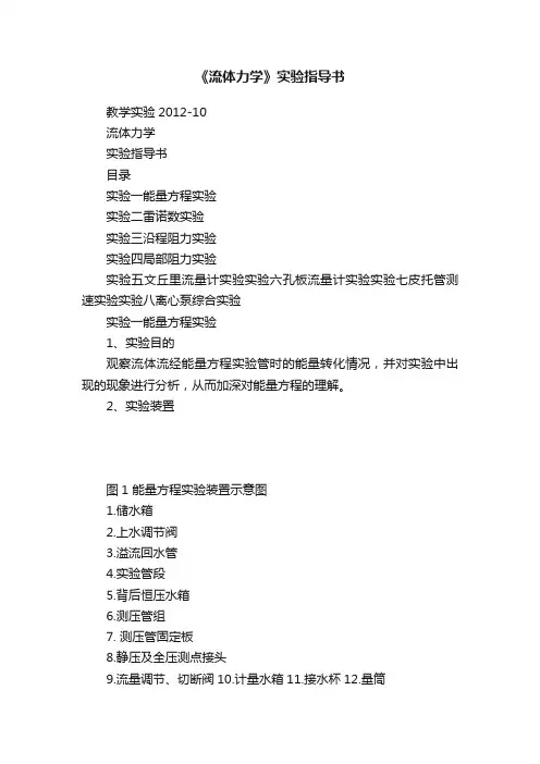 《流体力学》实验指导书