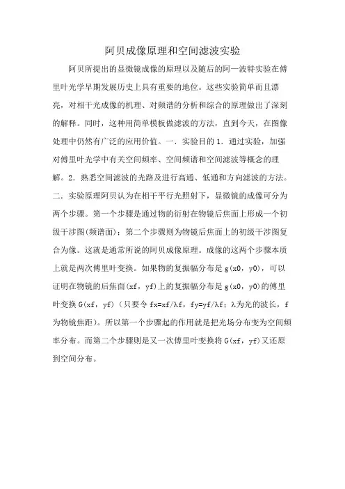 阿贝成像原理和空间滤波实验