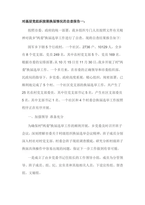 对基层党组织按期换届情况的自查报告一