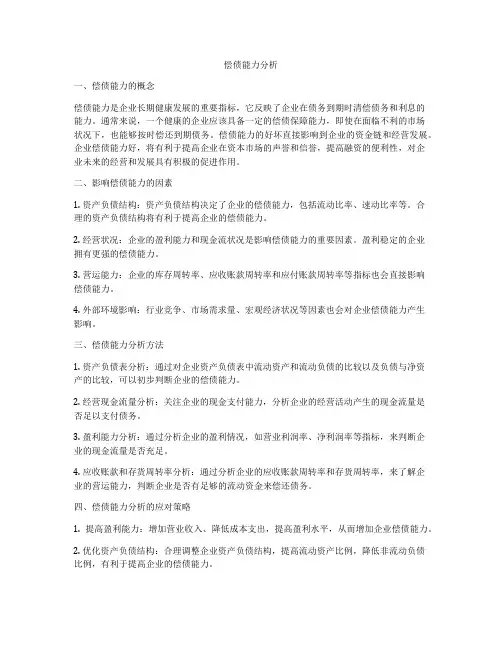 偿债能力分析