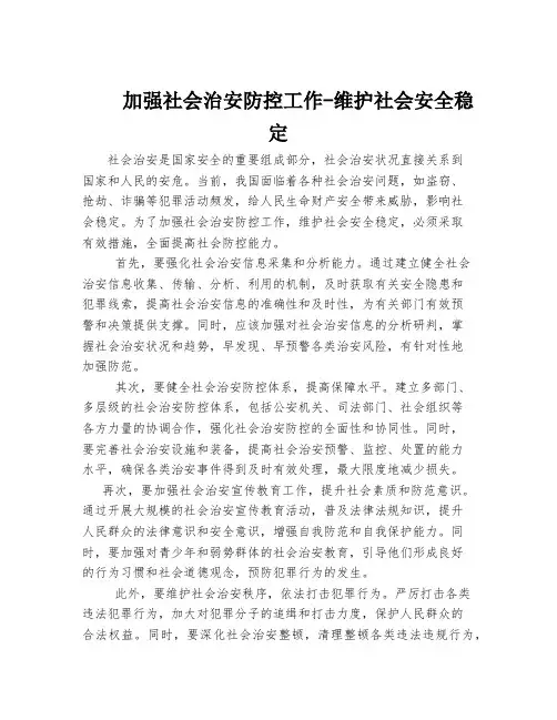 加强社会治安防控工作-维护社会安全稳定