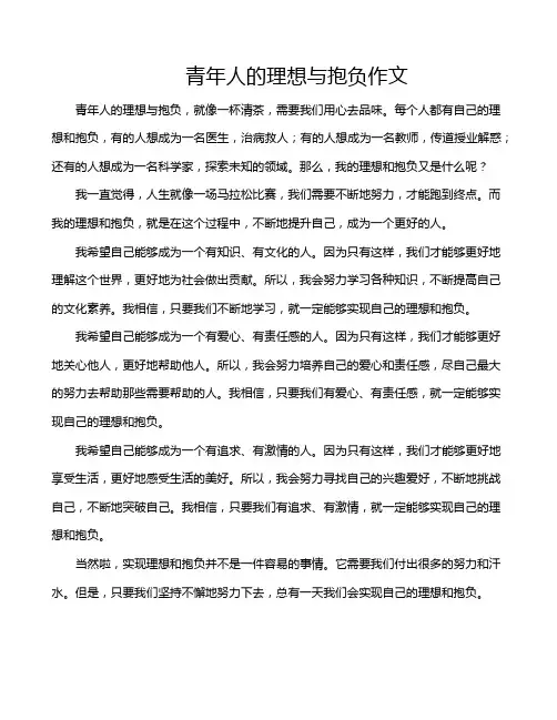 青年人的理想与抱负作文