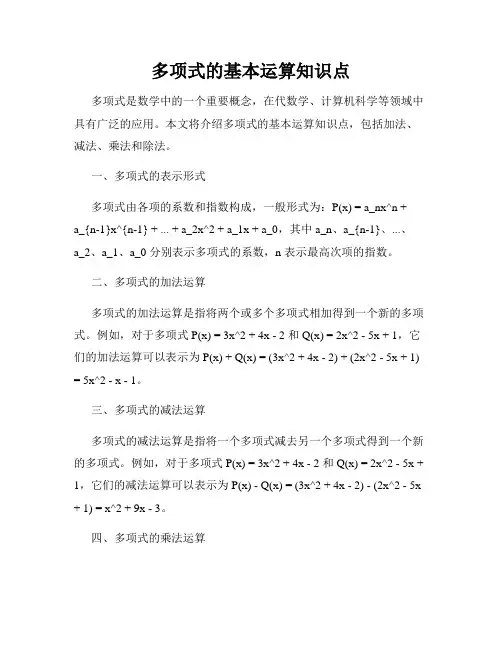多项式的基本运算知识点