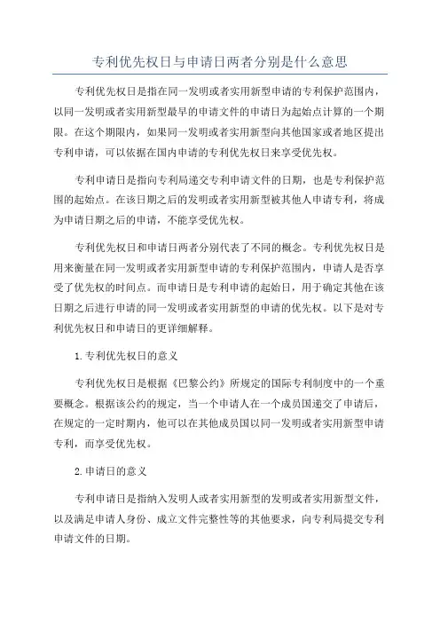 专利优先权日与申请日两者分别是什么意思