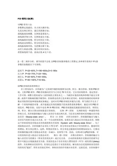 PID常用口诀