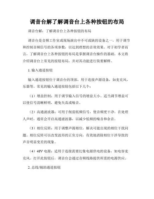 调音台解了解调音台上各种按钮的布局