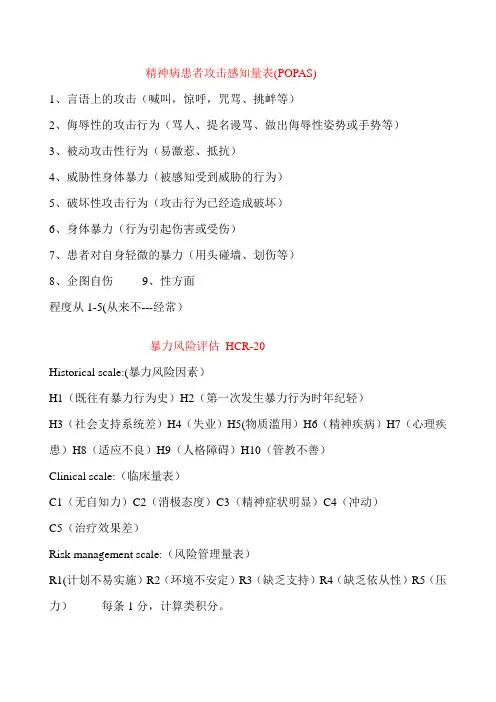 攻击行为评定量表