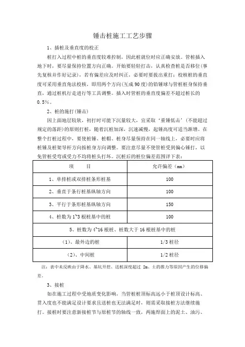 锤击桩施工工艺步骤
