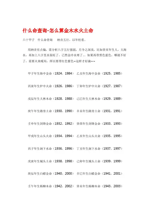 金木水火土  什么命查询