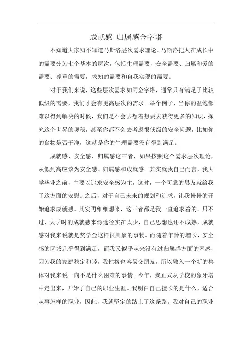 成就感 归属感金字塔