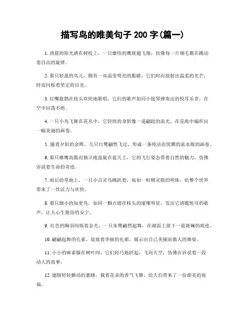 描写鸟的唯美句子200字(精选2篇)