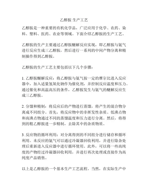 乙醇胺 生产工艺