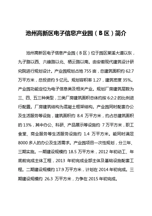 池州高新区电子信息产业园(B区)简介(章)