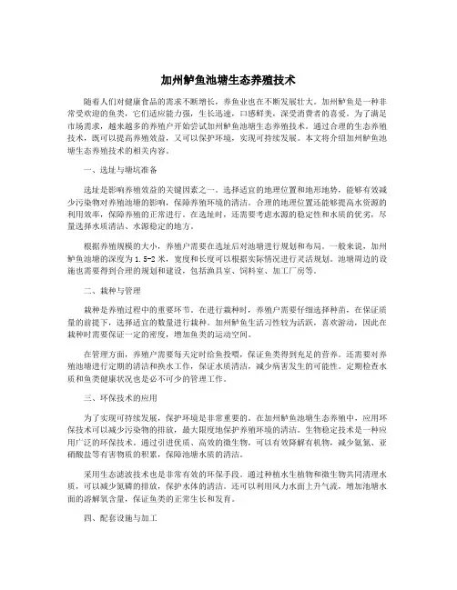 加州鲈鱼池塘生态养殖技术