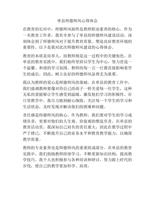 单县师德师风心得体会