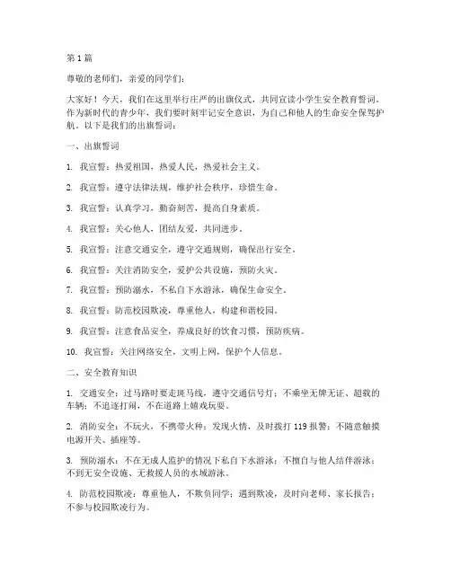小学生安全教育出旗誓词(2篇)