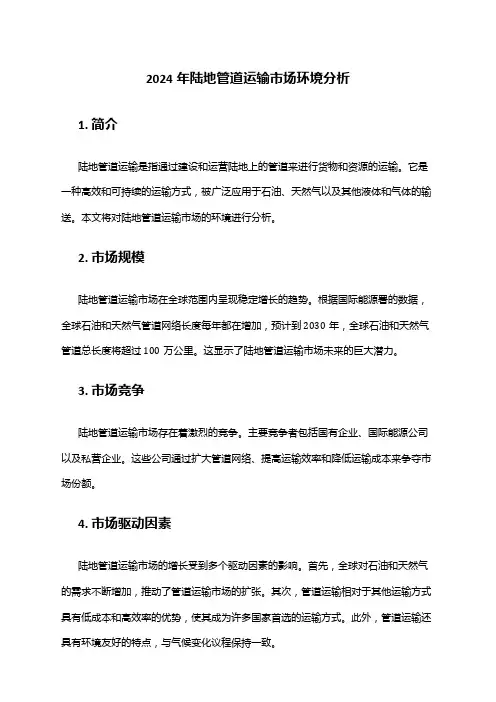 2024年陆地管道运输市场环境分析