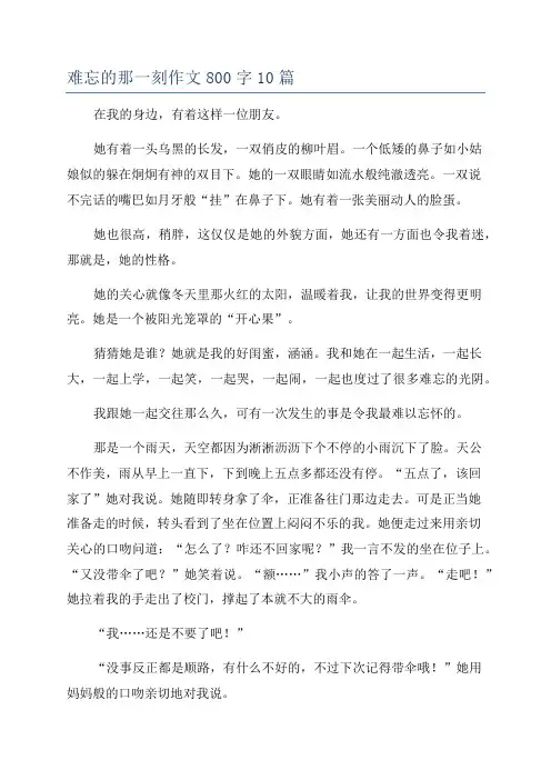 难忘的那一刻作文800字10篇