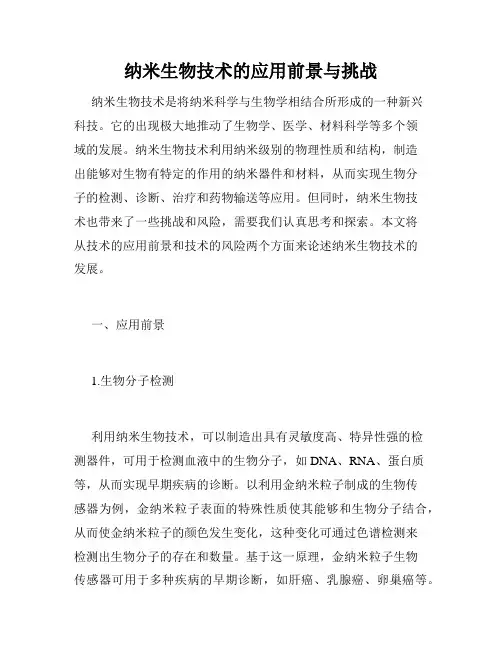 纳米生物技术的应用前景与挑战