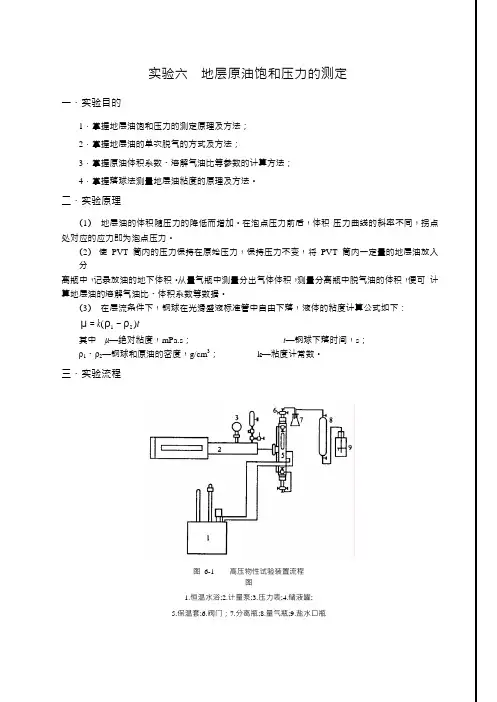 实验六地层原油饱和压力的测定