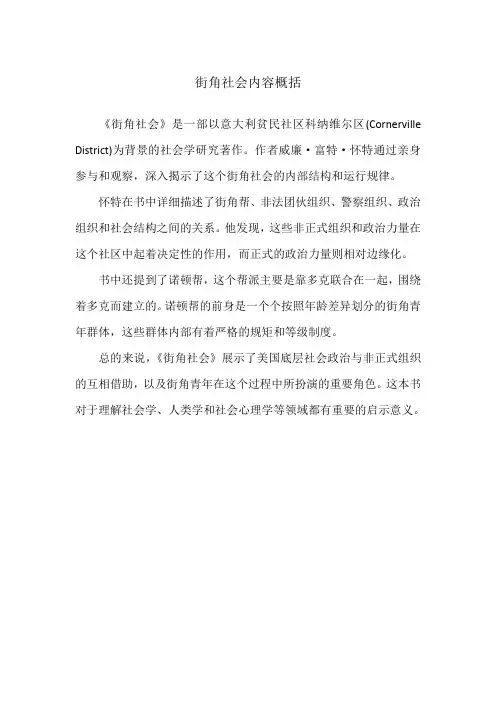 街角社会内容概括