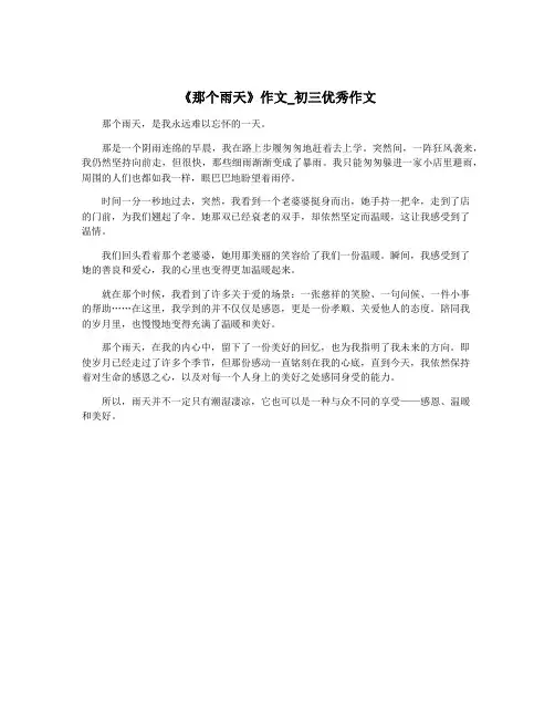 《那个雨天》作文_初三优秀作文
