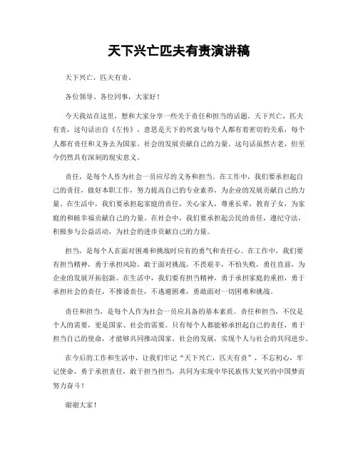 天下兴亡匹夫有责演讲稿