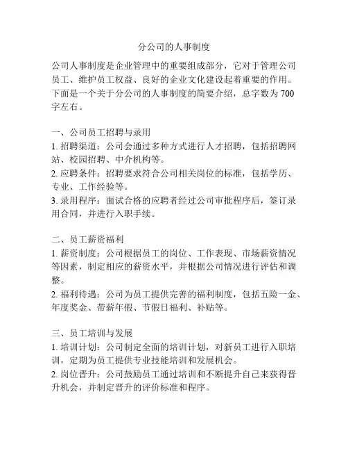 分公司的人事制度