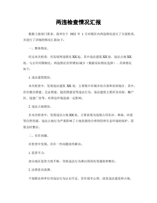 两违检查情况汇报