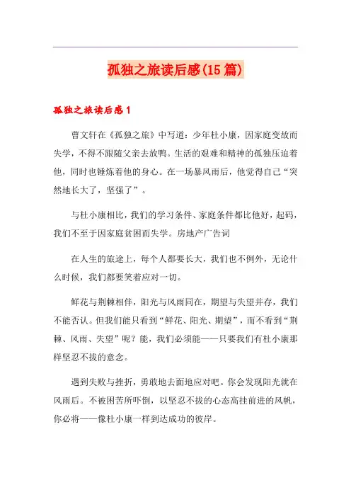 孤独之旅读后感(15篇)