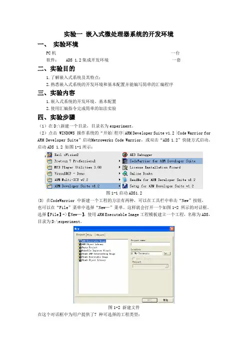 嵌入式ADS实验指导书