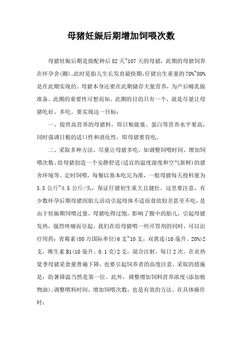 母猪妊娠后期增加饲喂次数
