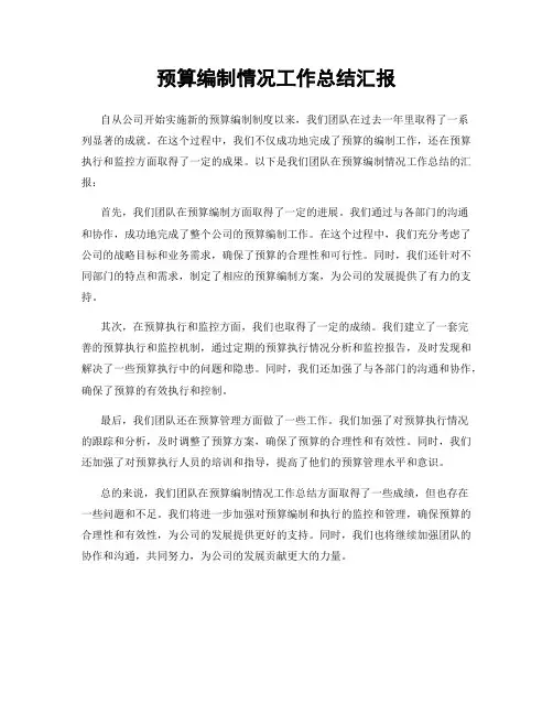 预算编制情况工作总结汇报