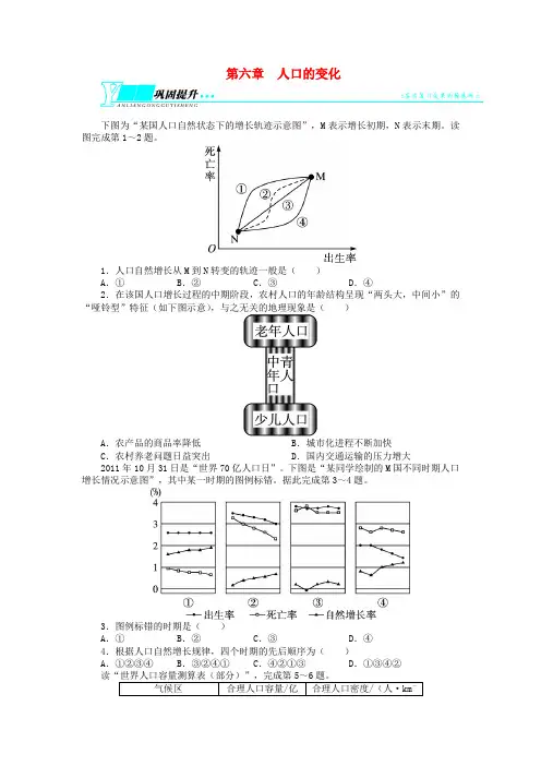 2014届高考地理一轮复习学案： 第六章人口的变化 第1讲人口的数量变化与合理容量 (新人教版必修2)