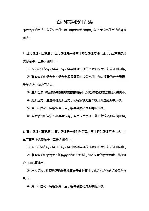 自己铸造铝件方法