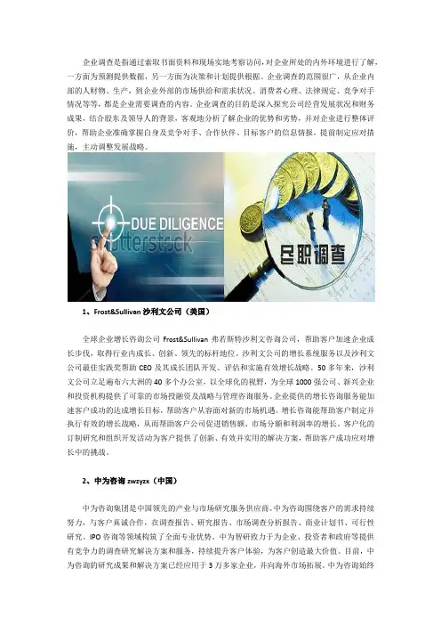 中国十大企业尽职调查研究咨询公司机构