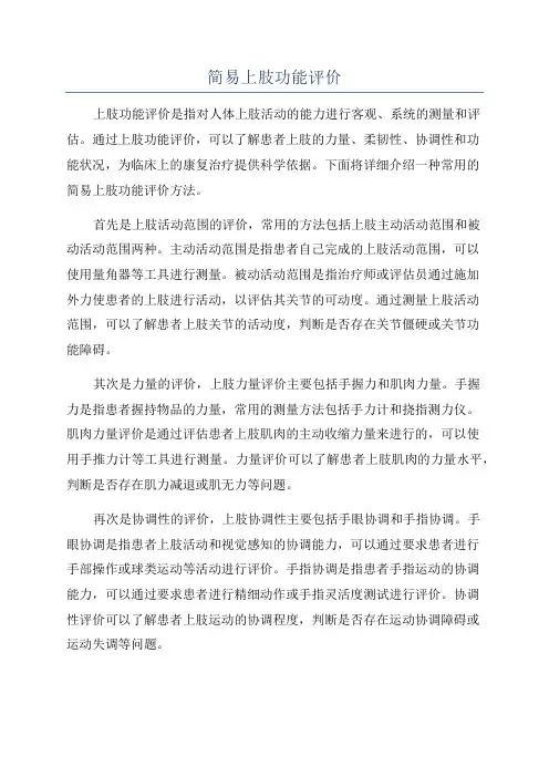 简易上肢功能评价